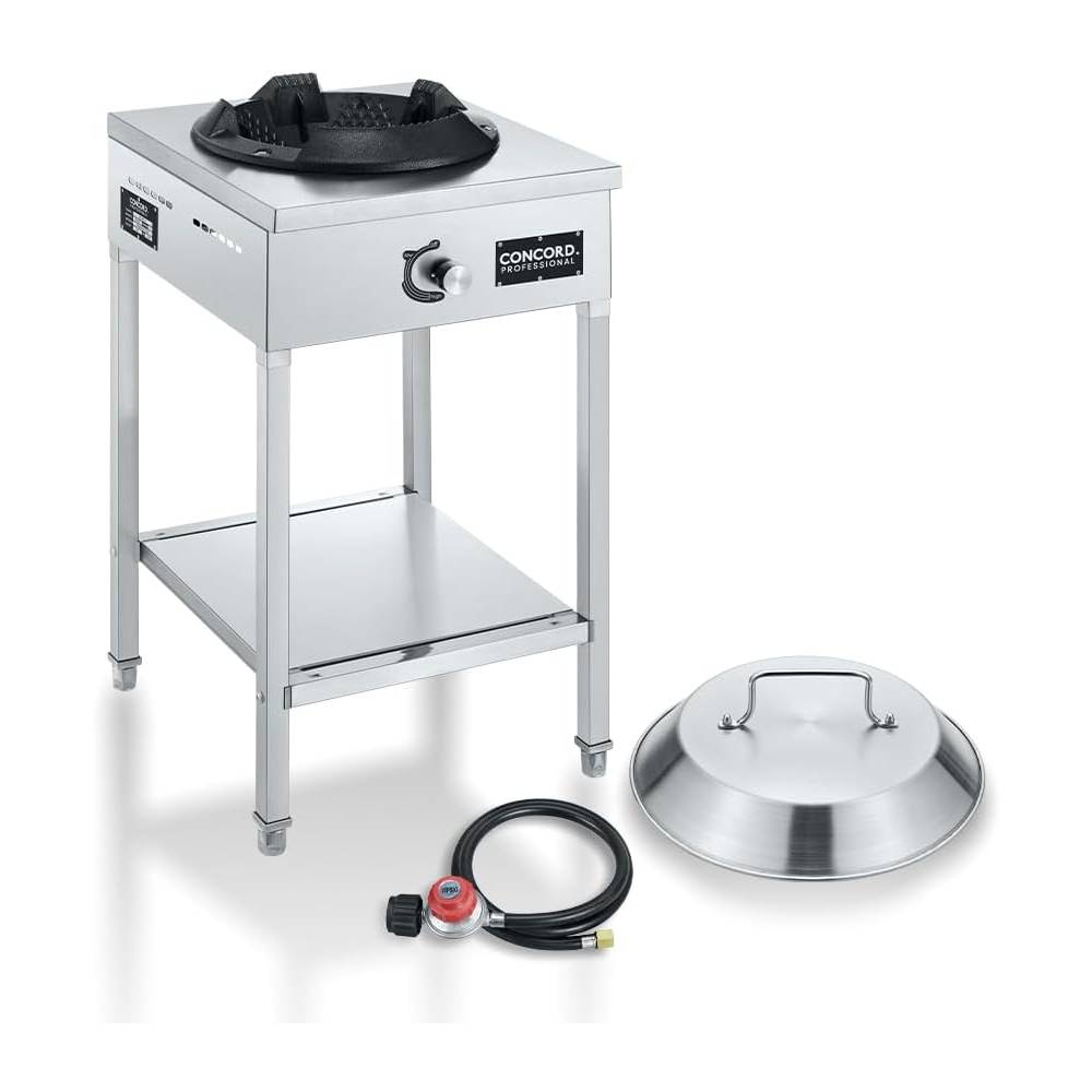 Concord Vortex Burner Stainless Steel Wok Range, Single Propane Burner for Outdoor Stir Fry