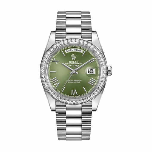 Rolex Day Date Olive Diamond Replica - United Luxury