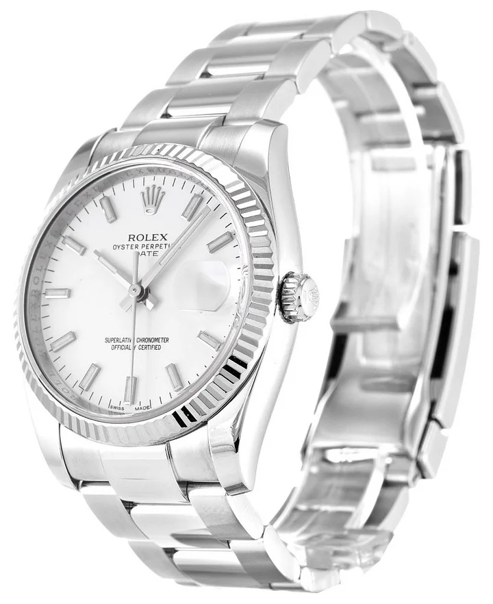 Replica Rolex Oyster Perpetual Date 34mm White Dial 115234 - United Luxury