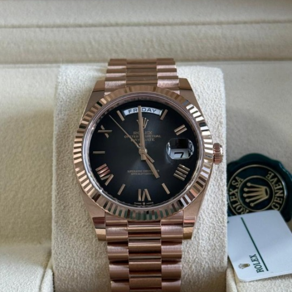 Rolex Day-Date 40 Black Smoke Dial Replica - United Luxury
