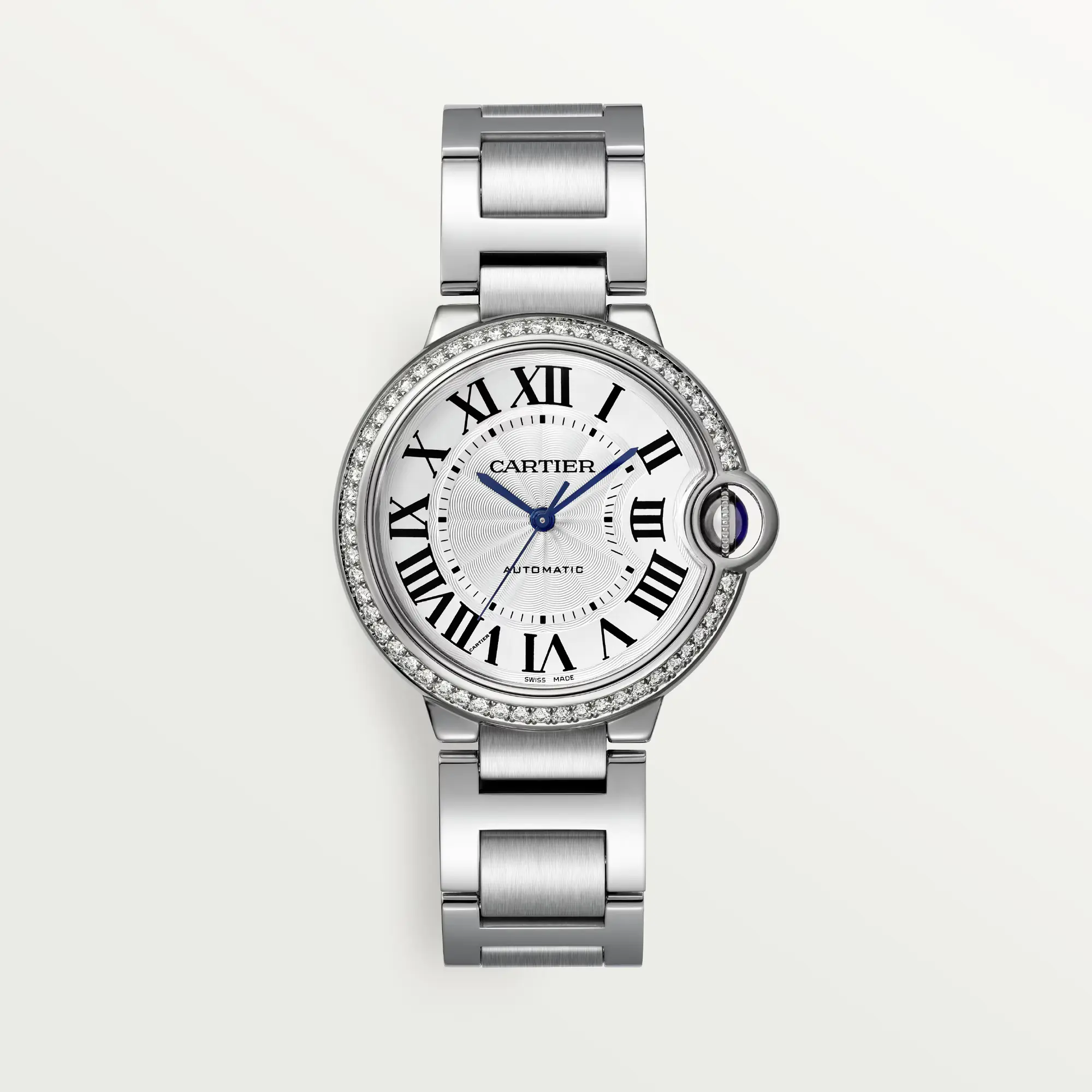 Cartier Ballon Bleu Bleu Silver Diamond 36mm W4BB0024 - United Luxury