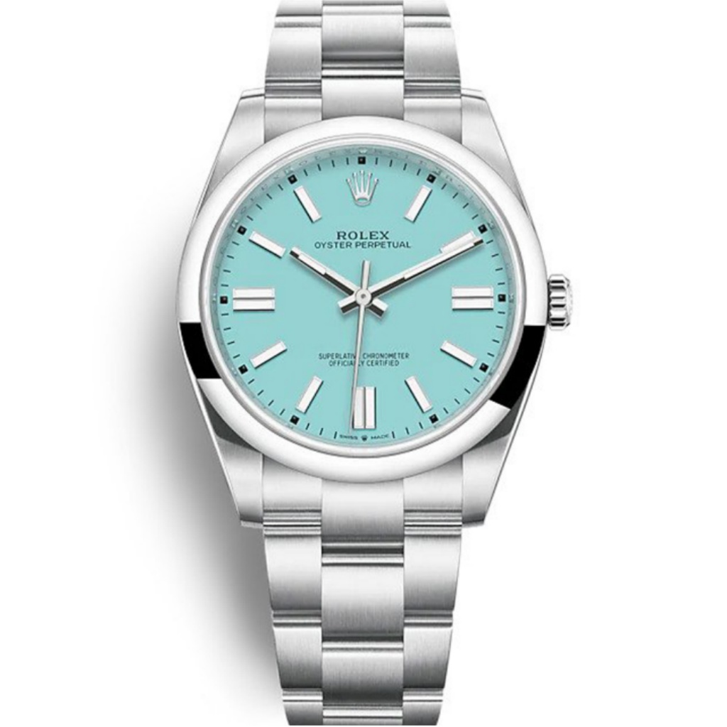 Replica Rolex Oyster Perpetual Lady 41mm Turquoise Blue Dial 124300 - United Luxury