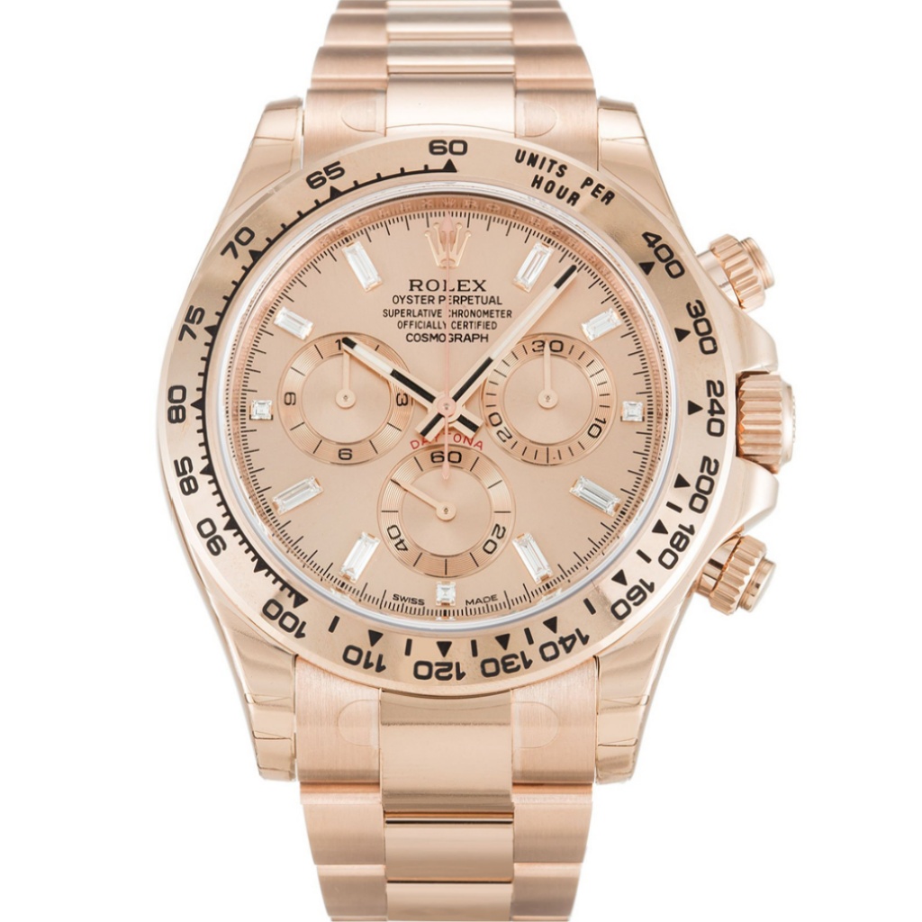 Replica Rolex Daytona 40mm Rose Diamond Baguette Dial 116505 - United Luxury