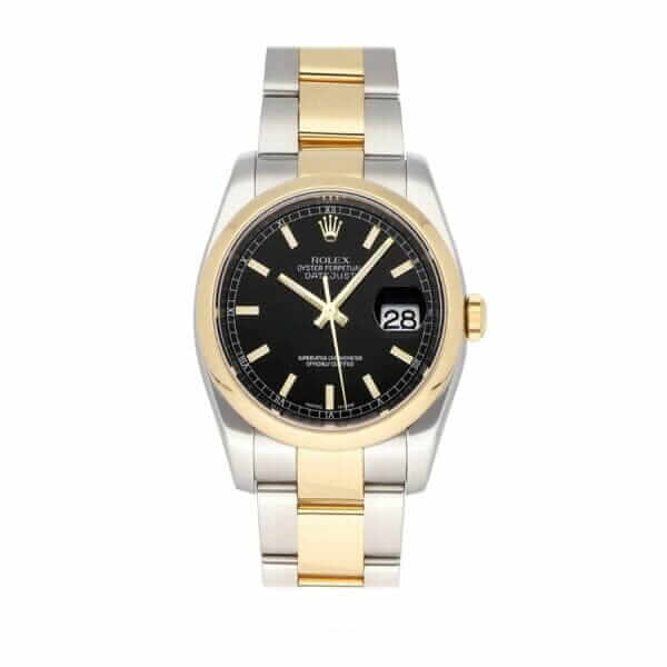 Rolex Datejust Yellow Gold Black Dial 116203 Oyster Replica - United Luxury