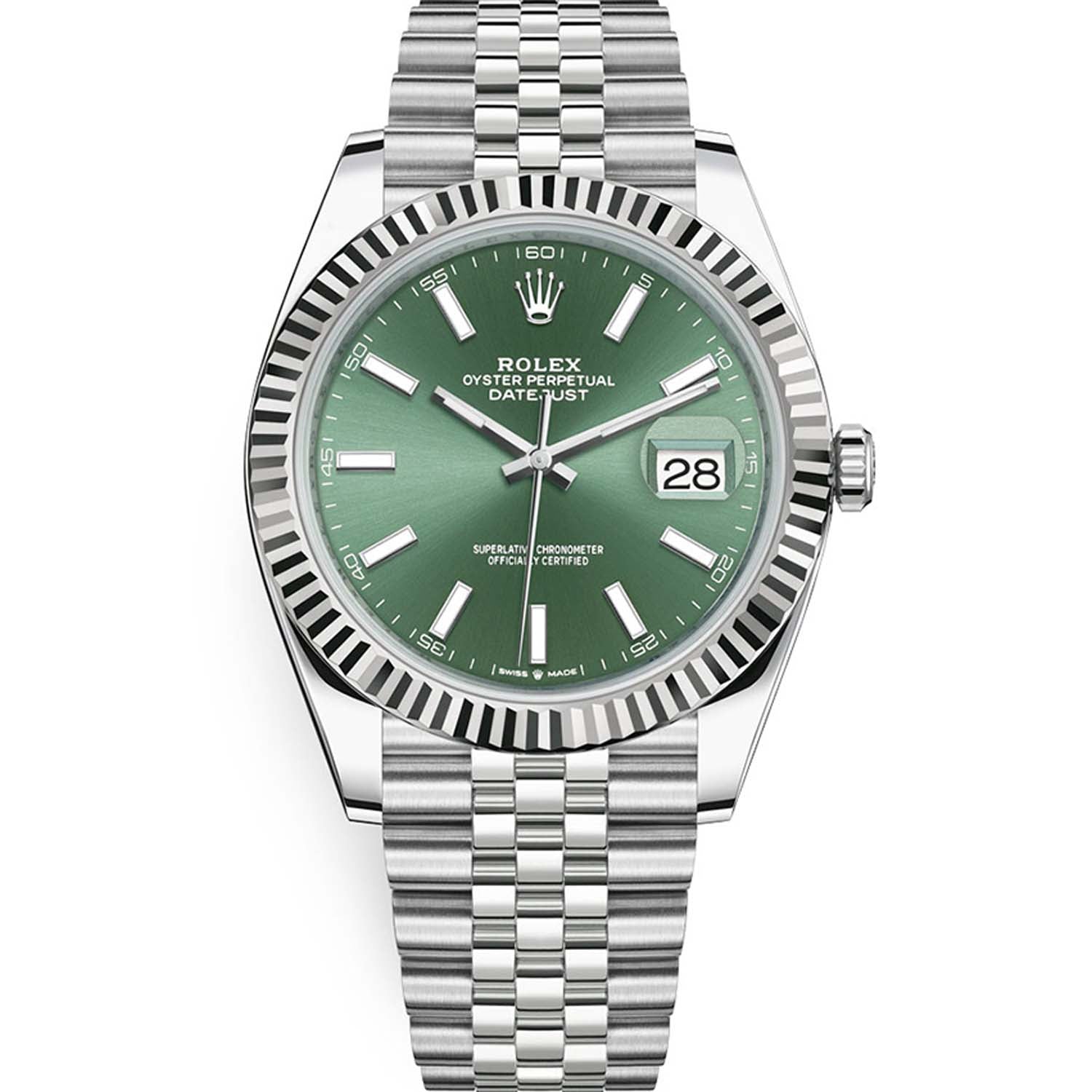 Datejust 41mm Mint Green Dial Fluted Bezel 126334 - United Luxury