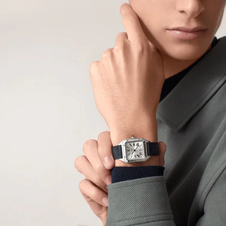 CARTIER SANTOS-DUMONT Small Model Blue Strap WSSA0023 - United Luxury