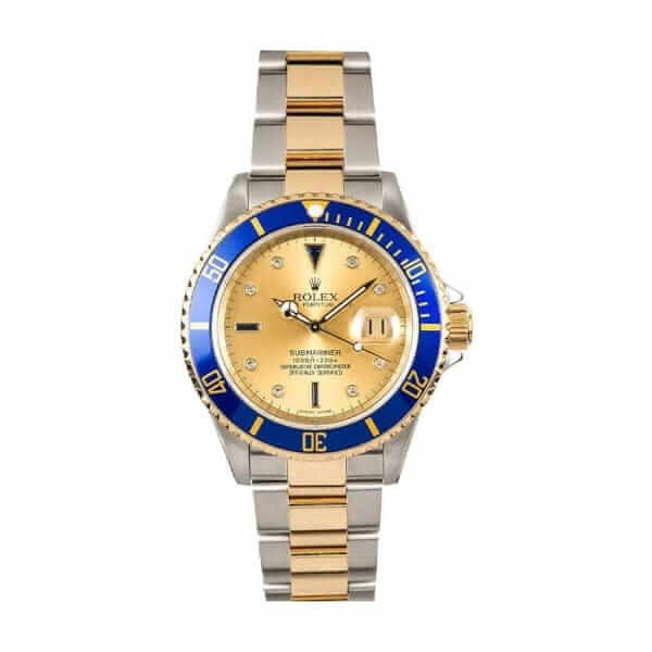 Rolex Submariner Serti Two Tone Stainless Steel Gold Diamond 16613 Replica - United Luxury