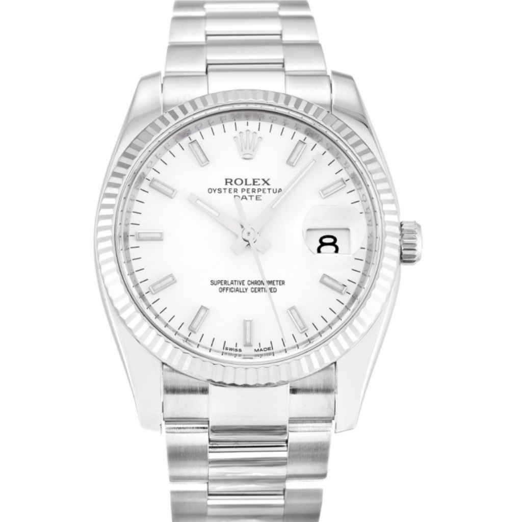 Replica Rolex Oyster Perpetual Date 34mm White Dial 115234 - United Luxury