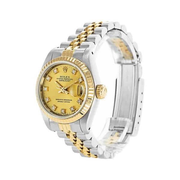 Rolex Datejust Yellow Gold Steel Diamond Dial Ladies 69173 Jubilee Replica - United Luxury