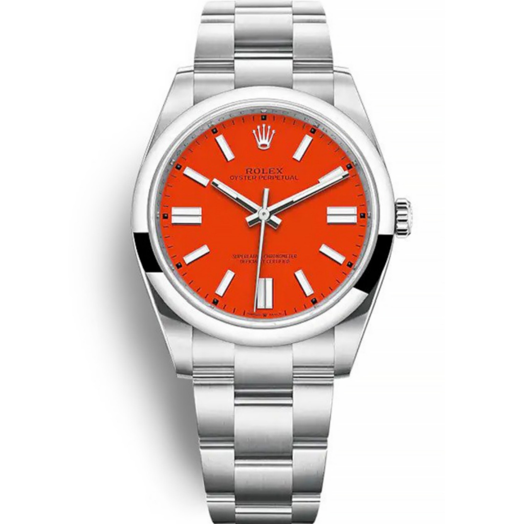 Replica Rolex Oyster Perpetual Lady 41mm Coral Red Dial 124300 - United Luxury