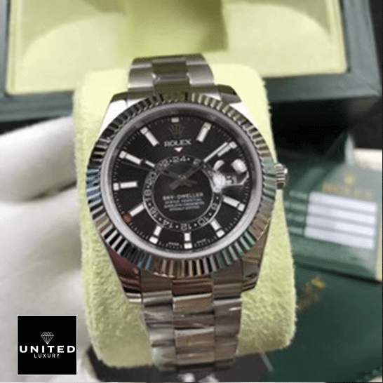 Rolex Sky-Dweller Black Dial Fluted Bezel 326934 Replica