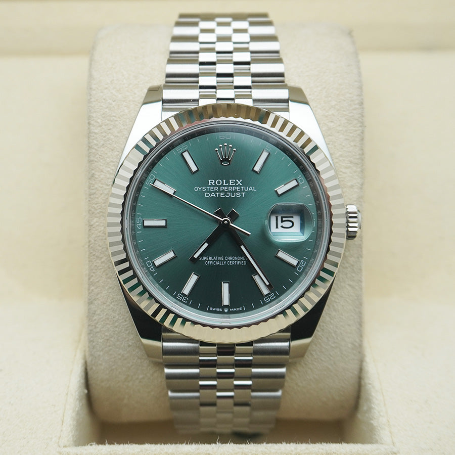 Datejust 41mm Mint Green Dial Fluted Bezel 126334 - United Luxury