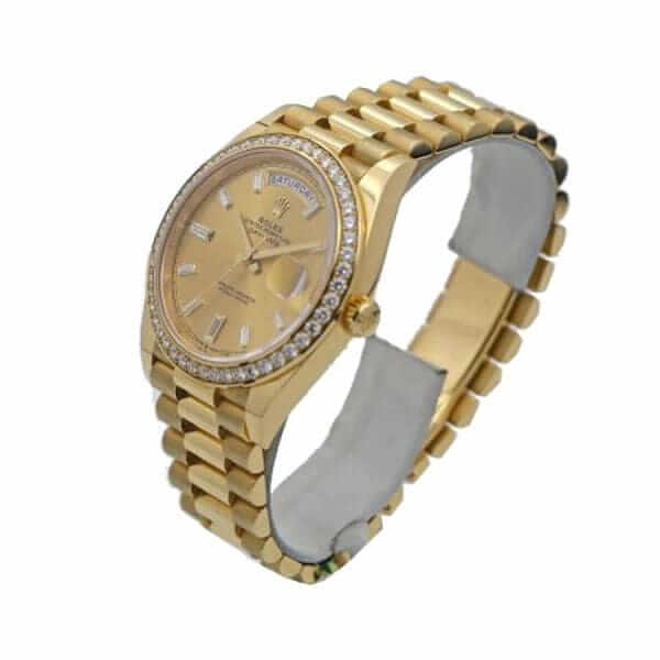 Rolex Day-Date 228348RBR KW Yellow Gold & Diamonds Champagne Dial Replica - United Luxury