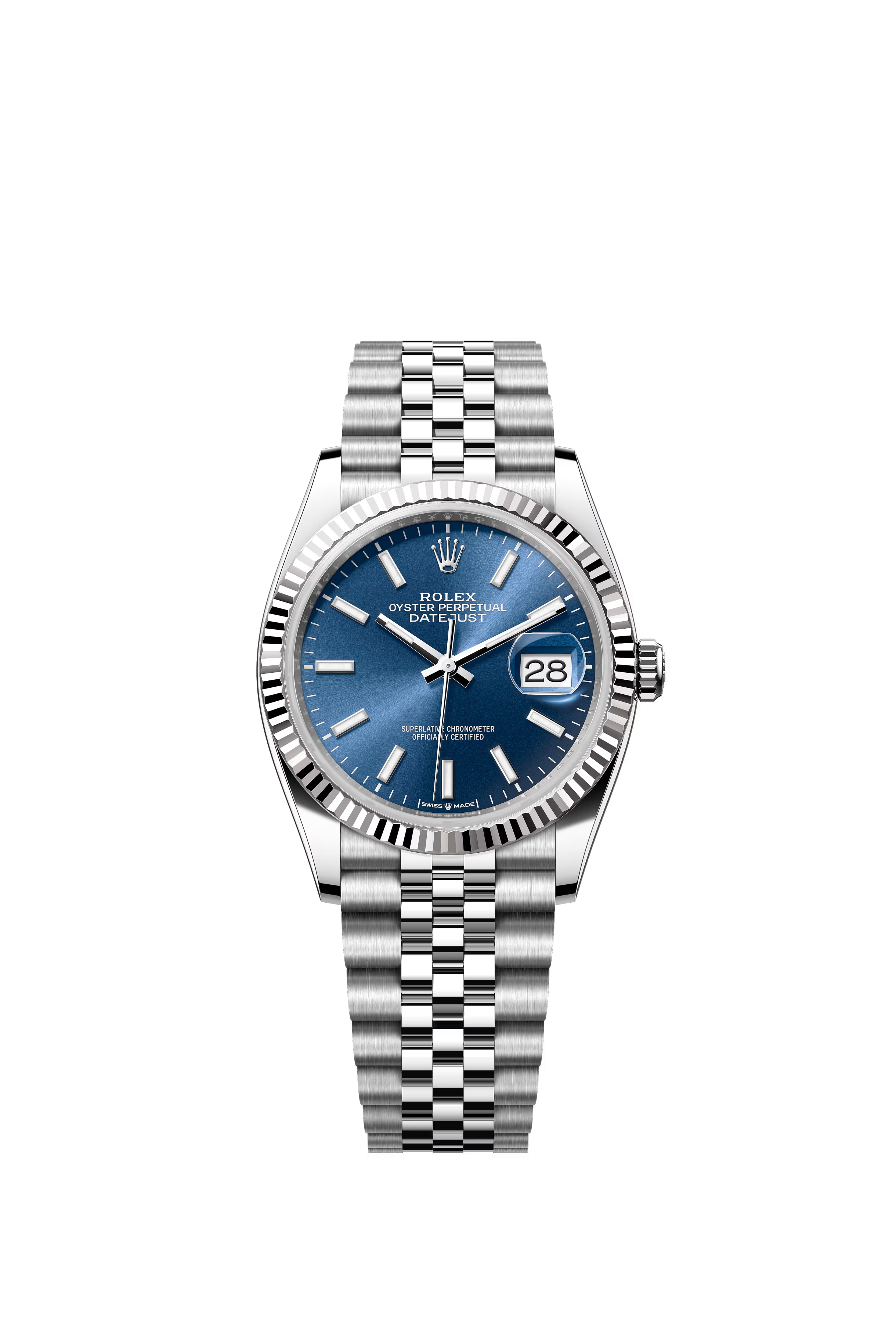 Rolex Datejust Series m126234-0017, new Datejust with blue dial, bar indexes, five-piece link bracelet, 36mm blue dial - United Luxury