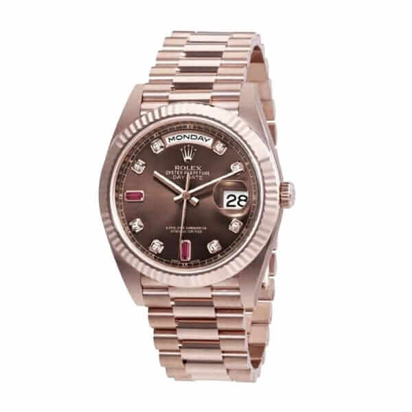 Rolex Day-Date 128235 AR Rose Gold Wrapped Chocolate Dial Replica - United Luxury