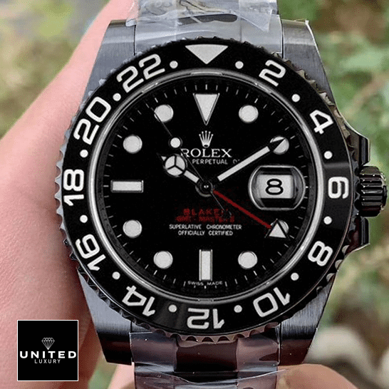 Rolex Blaken GMT-Master II Black Dial ceramic stick hour markers Replica in their hands