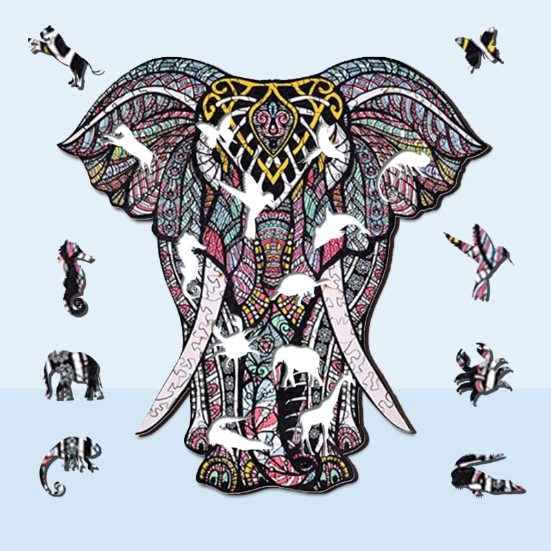 Holzpuzzle „Roter Elefant“