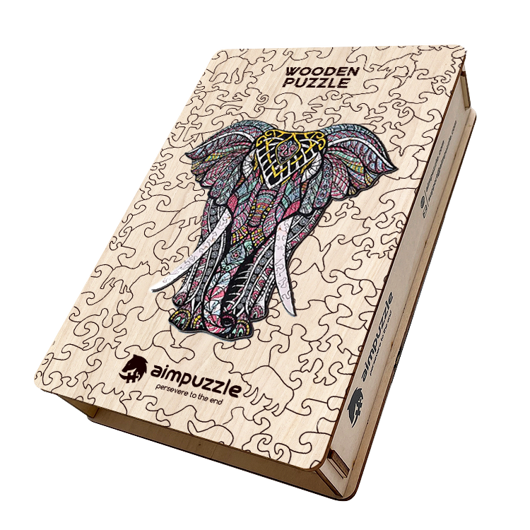 Holzpuzzle „Roter Elefant“