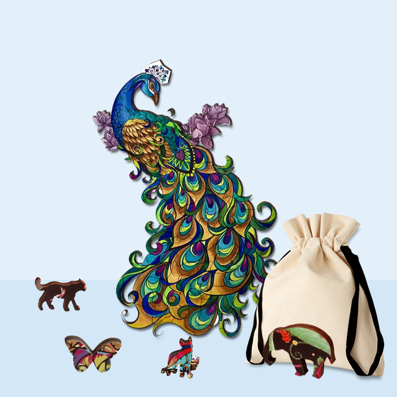 Holzpuzzle „Schöner Pfau“