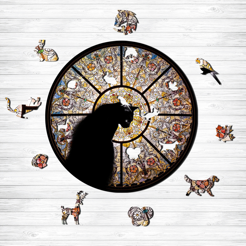 Holzpuzzle „Schwarze Katze“