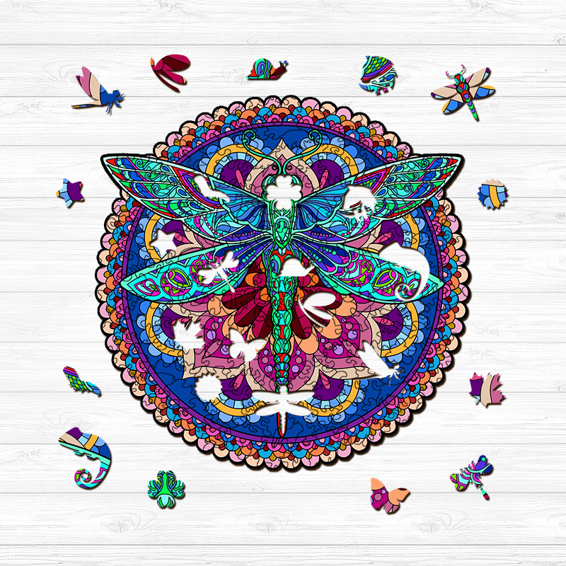 Holzpuzzle „Mandala Grüne Libelle“