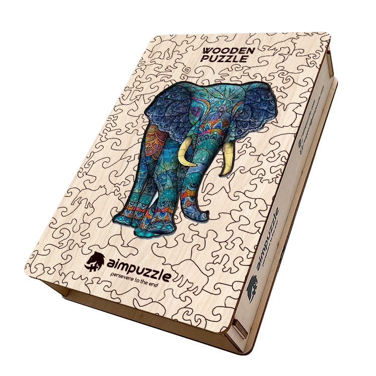 Holzpuzzle „Blauer Elefant“