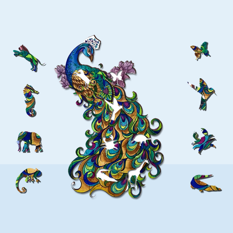 Holzpuzzle „Schöner Pfau“