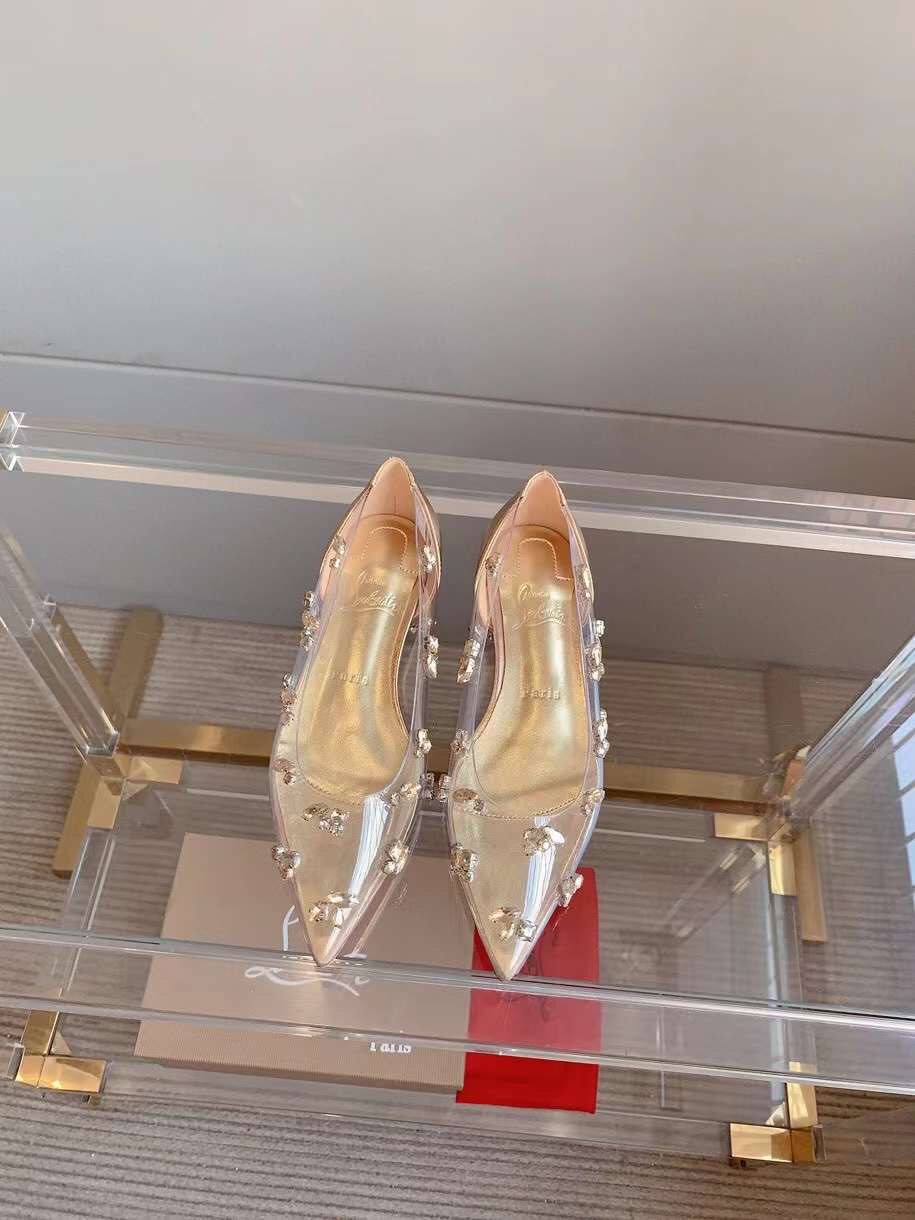 (1:1 replica) Christian Louboutin Degraqueen Embellished PVC Pumps