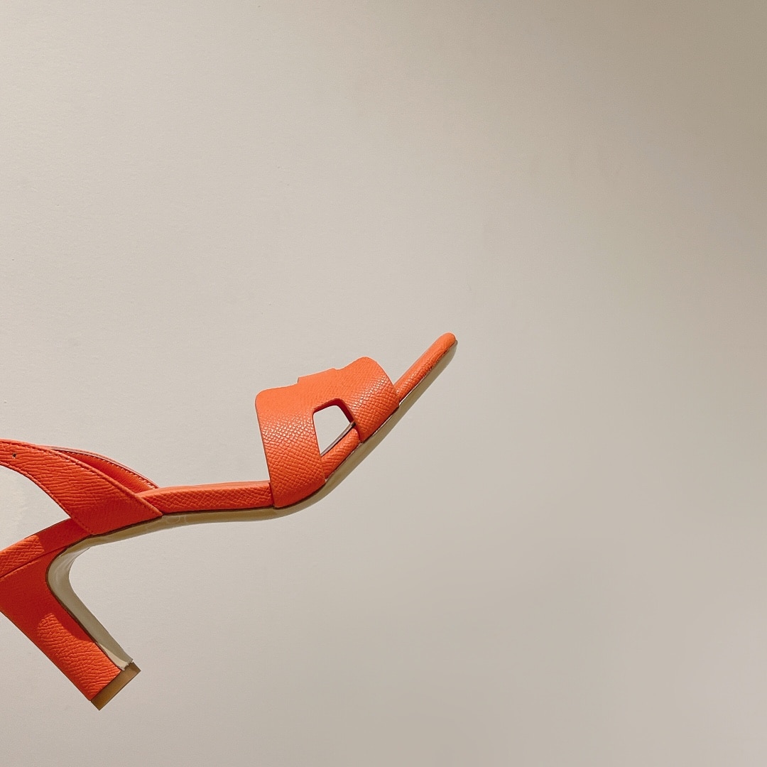 (1:1 replica) Hermes Eternite Sandal Dark Orange For Women 2.7in/7cm