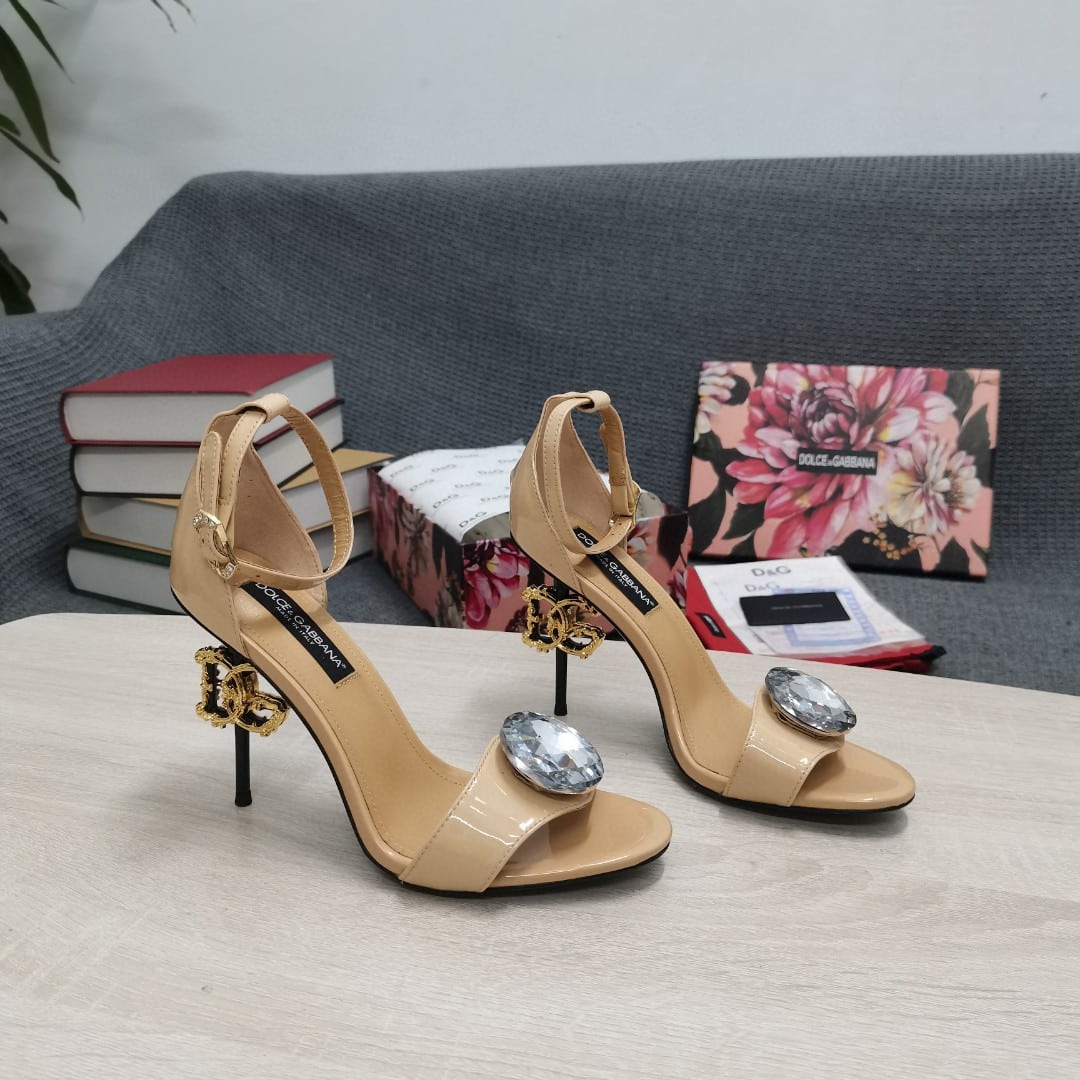 (1:1 replica) Dolce Gabbana Polished Sandals Beige For Women DG Shoes