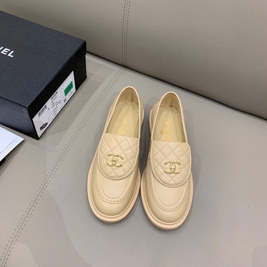 (1:1 replica) Chanel Loafers Beige For Women, Women s Shoes G36646
