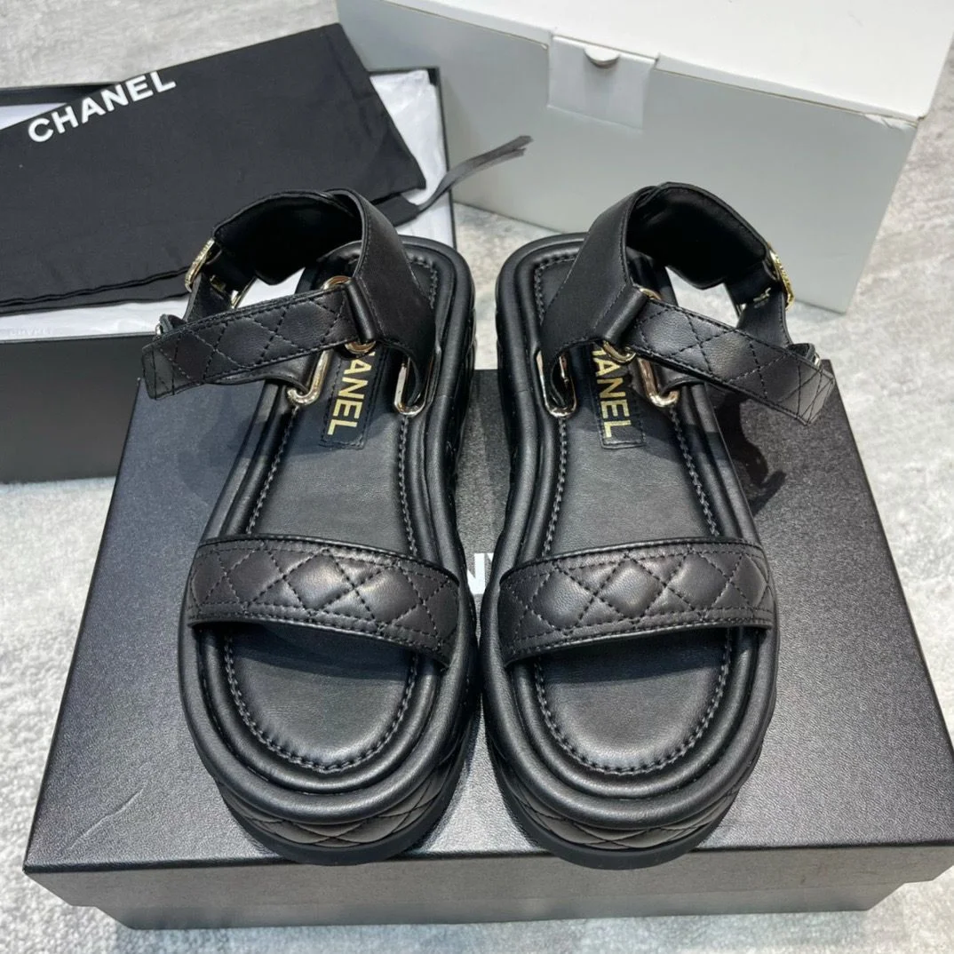(1:1 replica) Chanel Women s Sandals Black For Women 2in/5cm