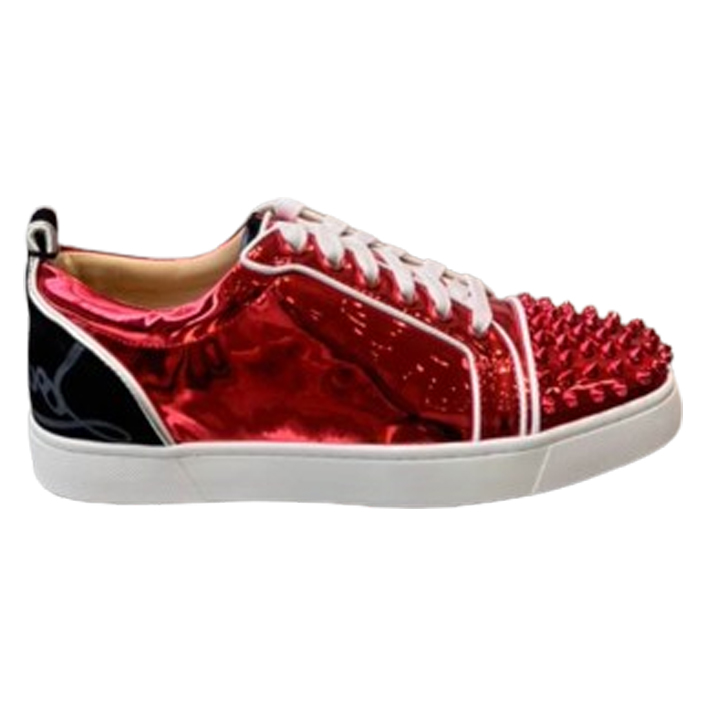 (1:1 replica) Christian Louboutin Fun Louis Junior Spikes Red Patent Leather Sneaker CLS041