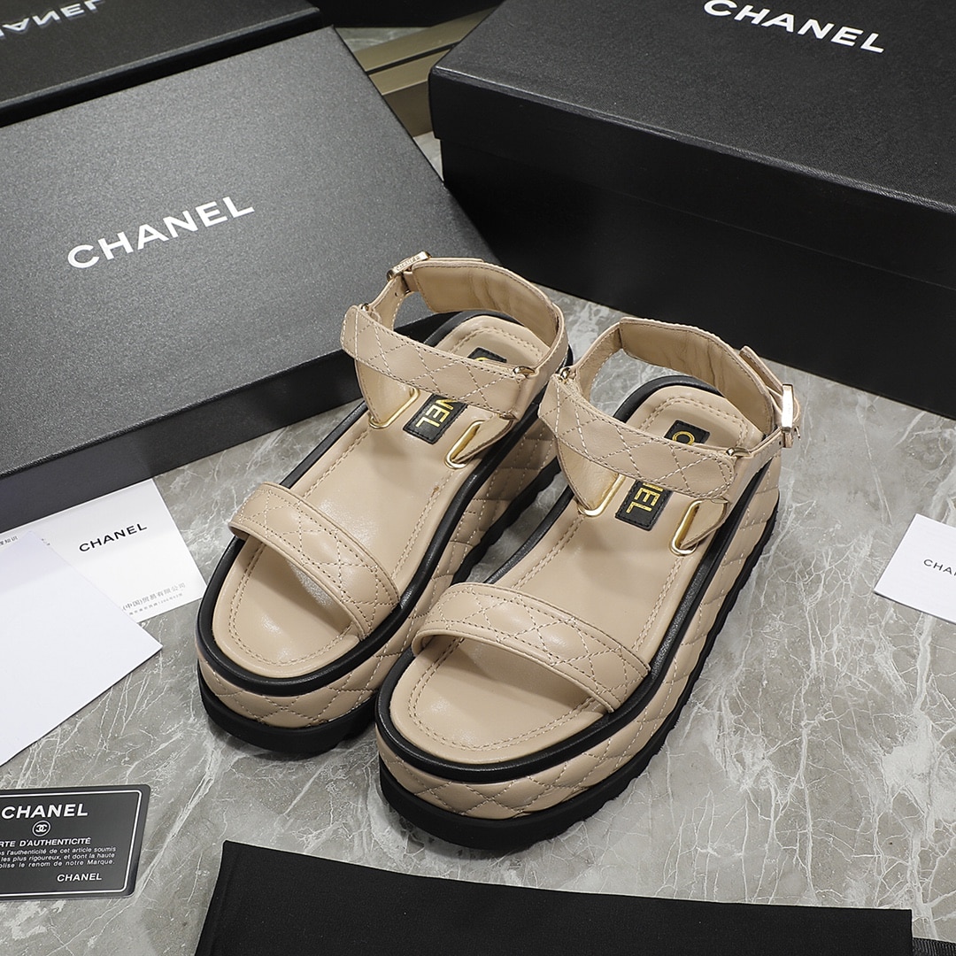 (1:1 replica) Chanel Women s Sandals Beige For Women 2in/5cm G39143 X01000 K4381