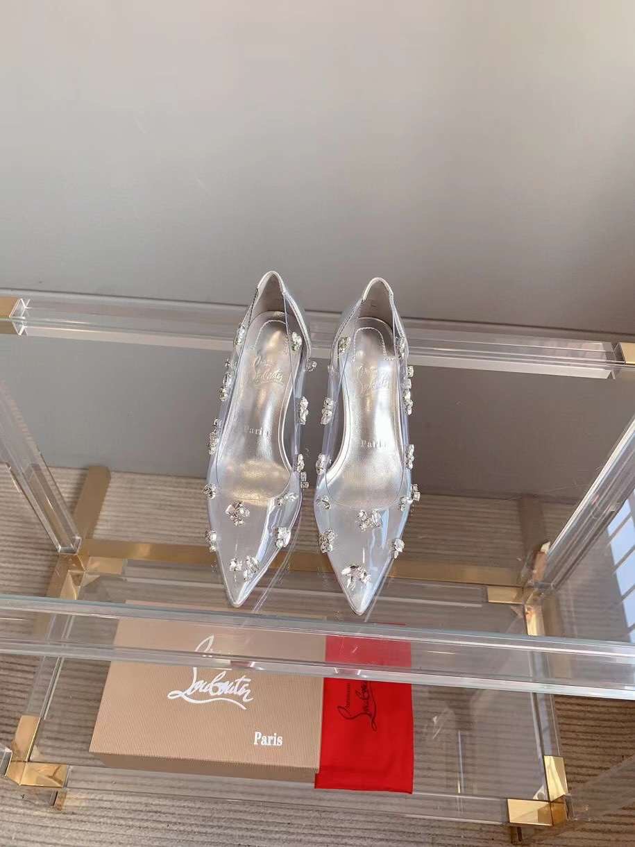 (1:1 replica) Christian Louboutin Degraqueen Embellished PVC Pumps