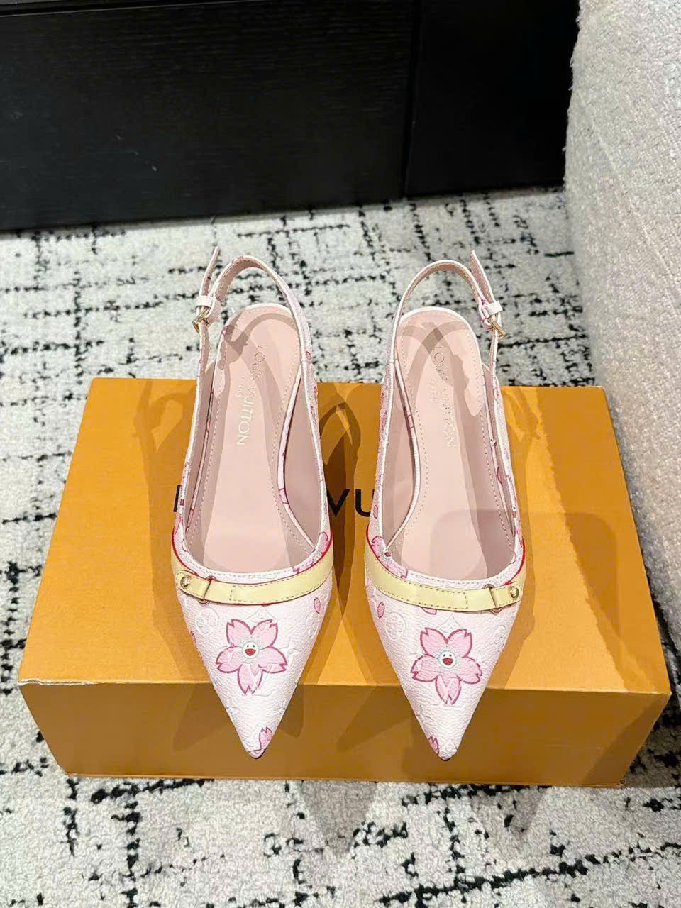 (1:1 replica) Louis Vuitton X Takashi Murakami Slingback Shoes 4.5cm
