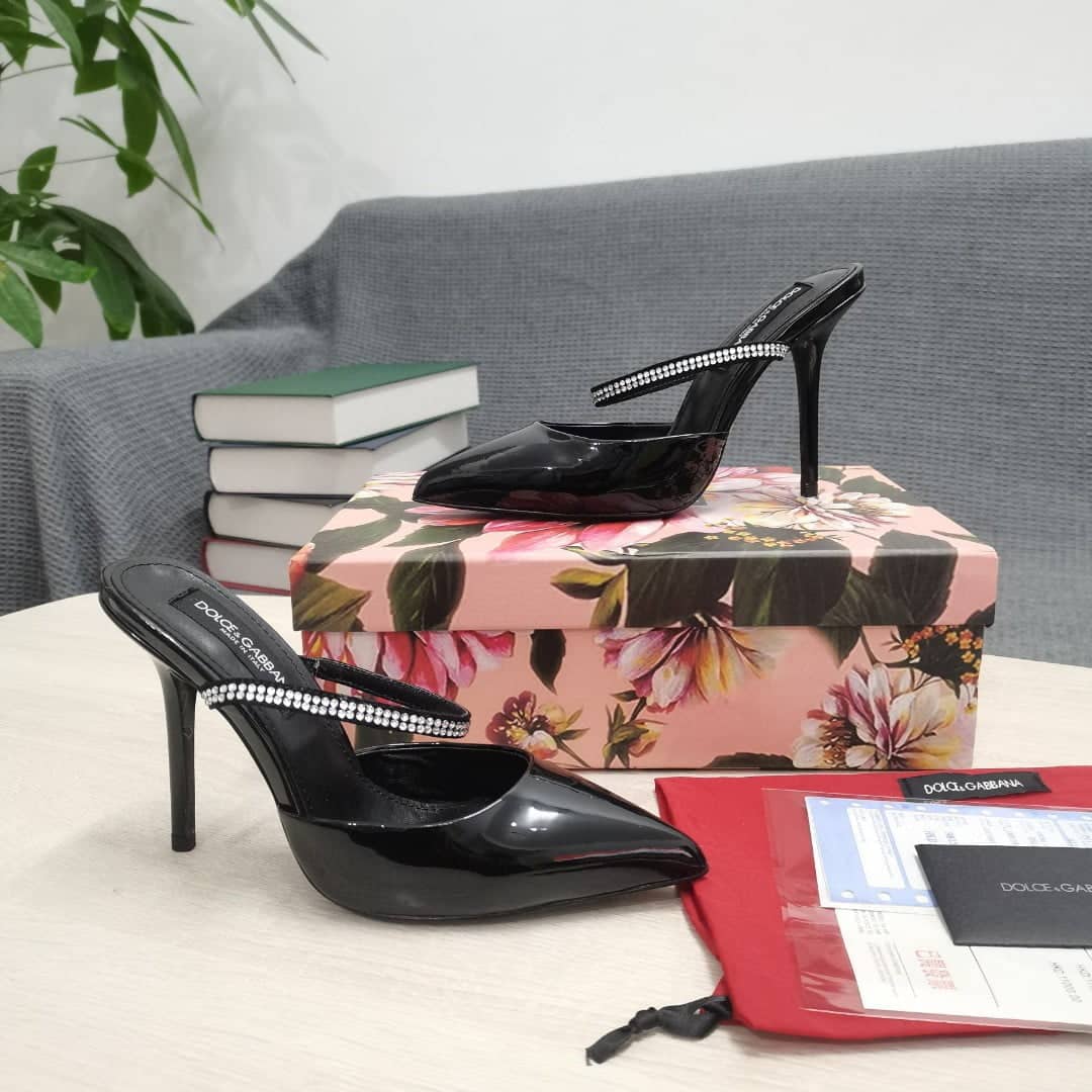 (1:1 replica) Dolce Gabbana Polished Mules With Embroidery Black For Women DG Shoes CI0150AY8558S488