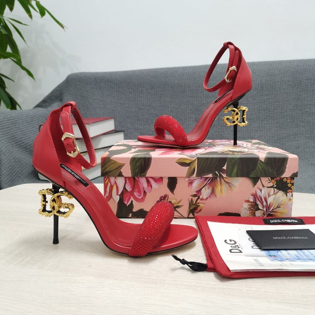 (1:1 replica) Dolce Gabbana Patent Sandals With Satin Red For Women DG Shoes