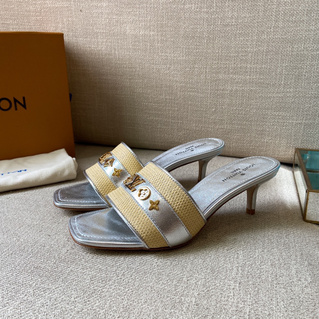 (1:1 replica) Louis Vuitton Women s Lock It Mule Sliver For Women LV 2.2in/5.5cm