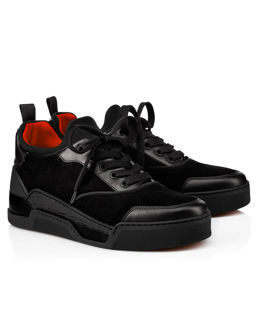 (1:1 replica) Christian Louboutin Men s Aurelien Flat Squale Shoes Black