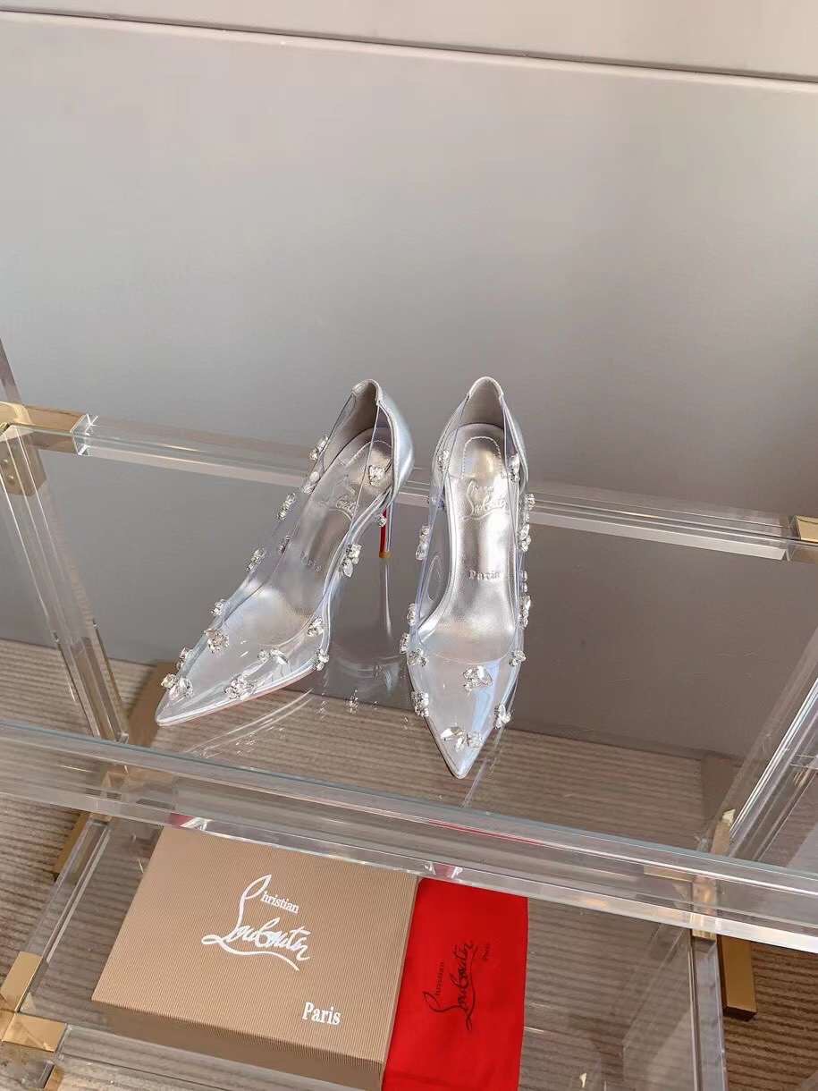 (1:1 replica) Christian Louboutin Degraqueen Embellished PVC Pumps