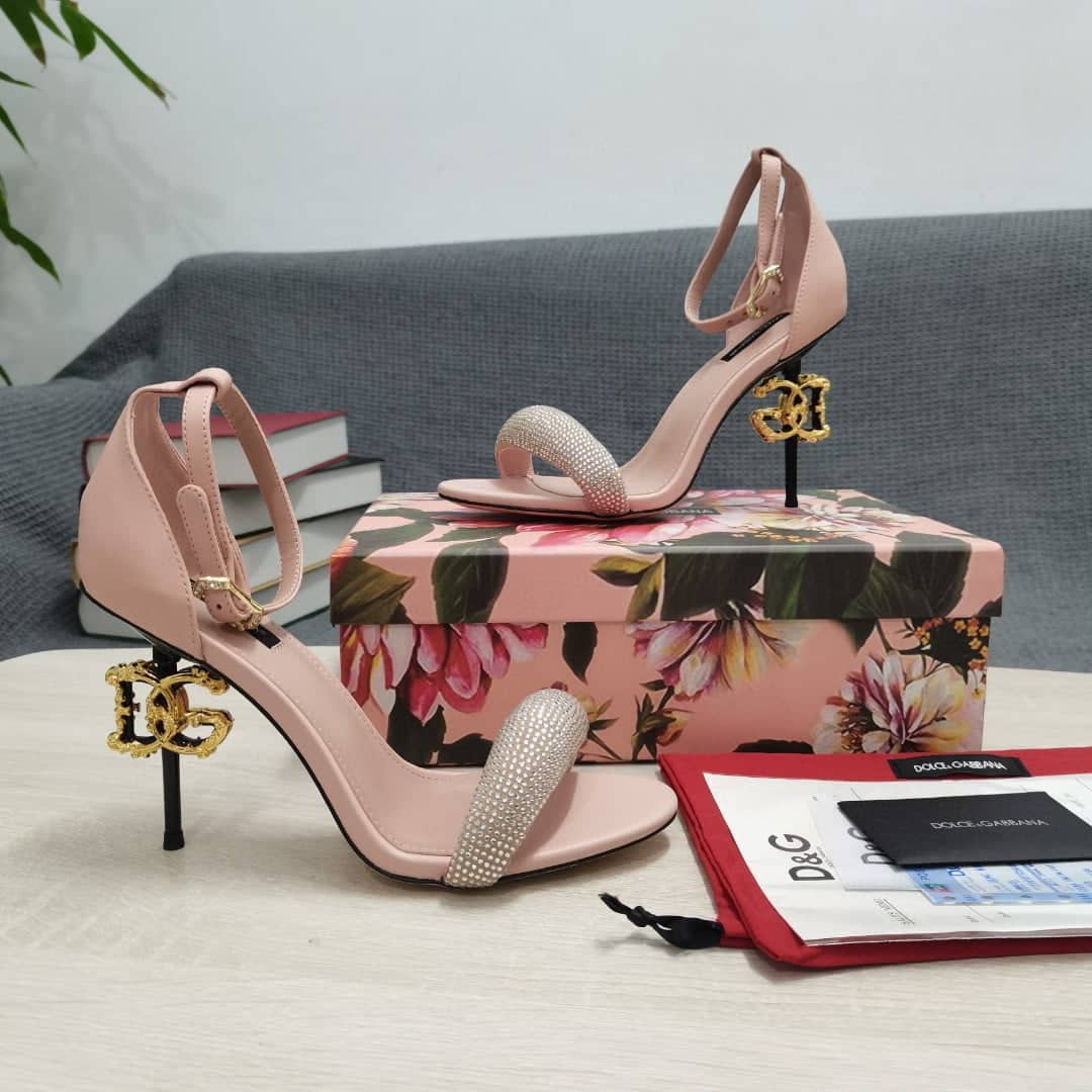 (1:1 replica) Dolce Gabbana Patent Sandals With Satin Pink For Women DG Shoes