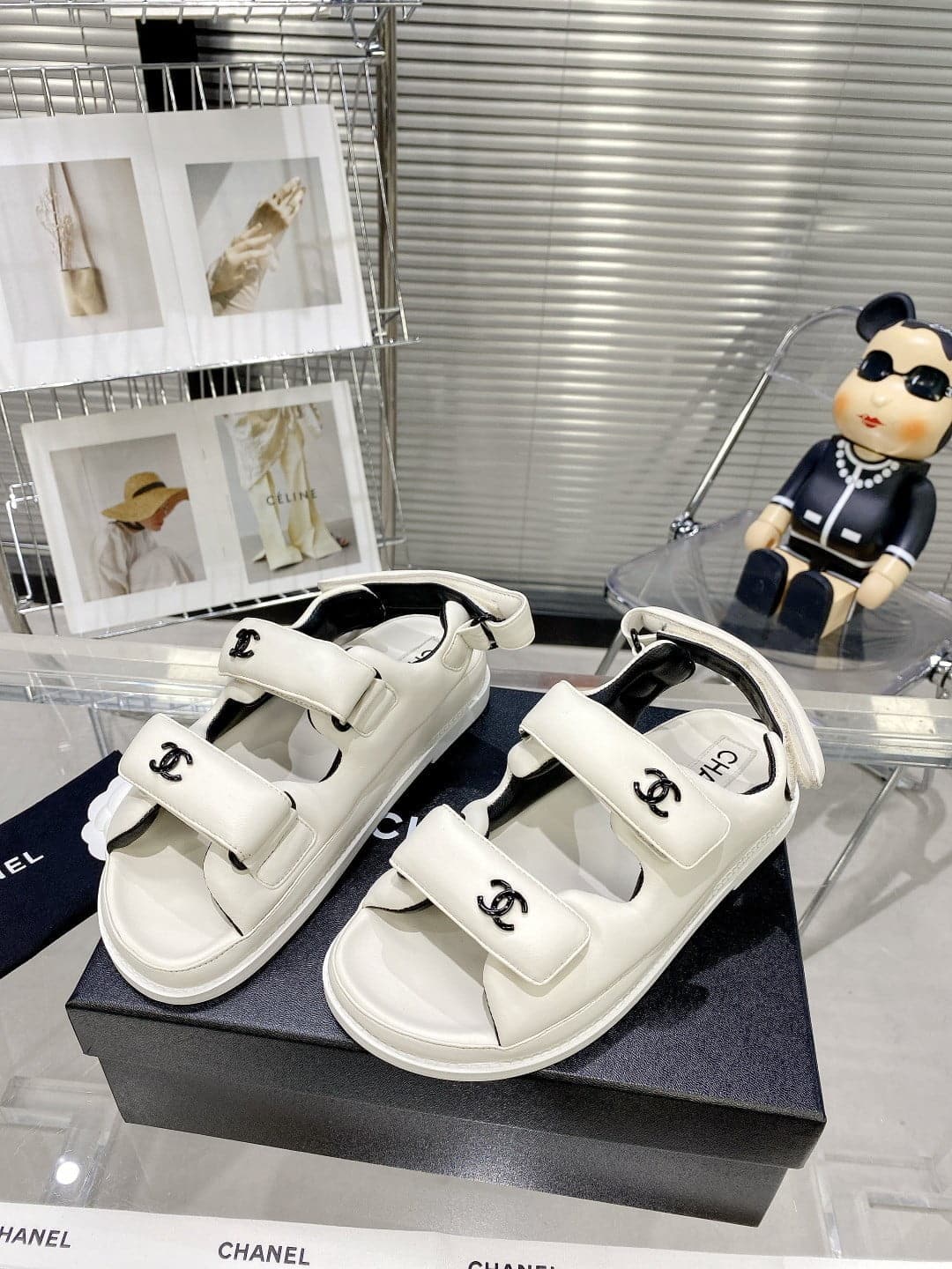 (1:1 replica) Chanel Women s Sandals With Chanel Logo White For Women