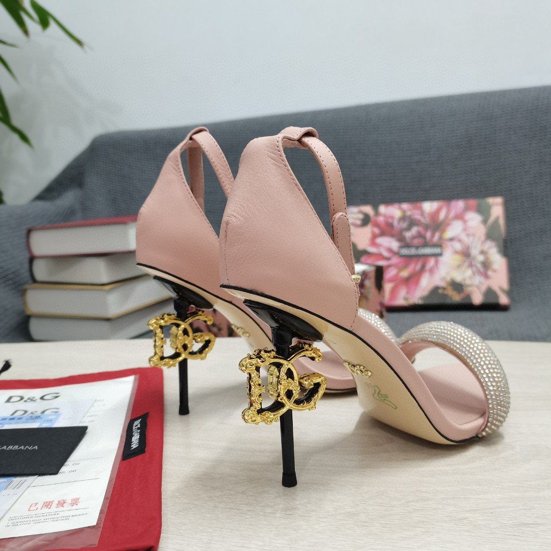 (1:1 replica) Dolce Gabbana Patent Sandals With Satin Pink For Women DG Shoes