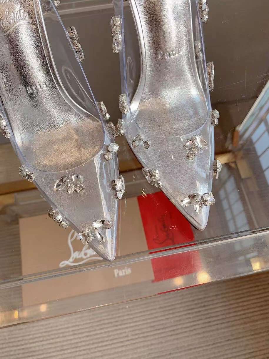 (1:1 replica) Christian Louboutin Degraqueen Embellished PVC Pumps