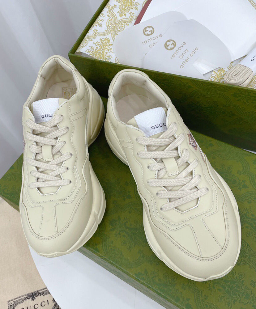 (1:1 replica) Gucci Unisex Tiger Women s Rhyton Sneaker Cream