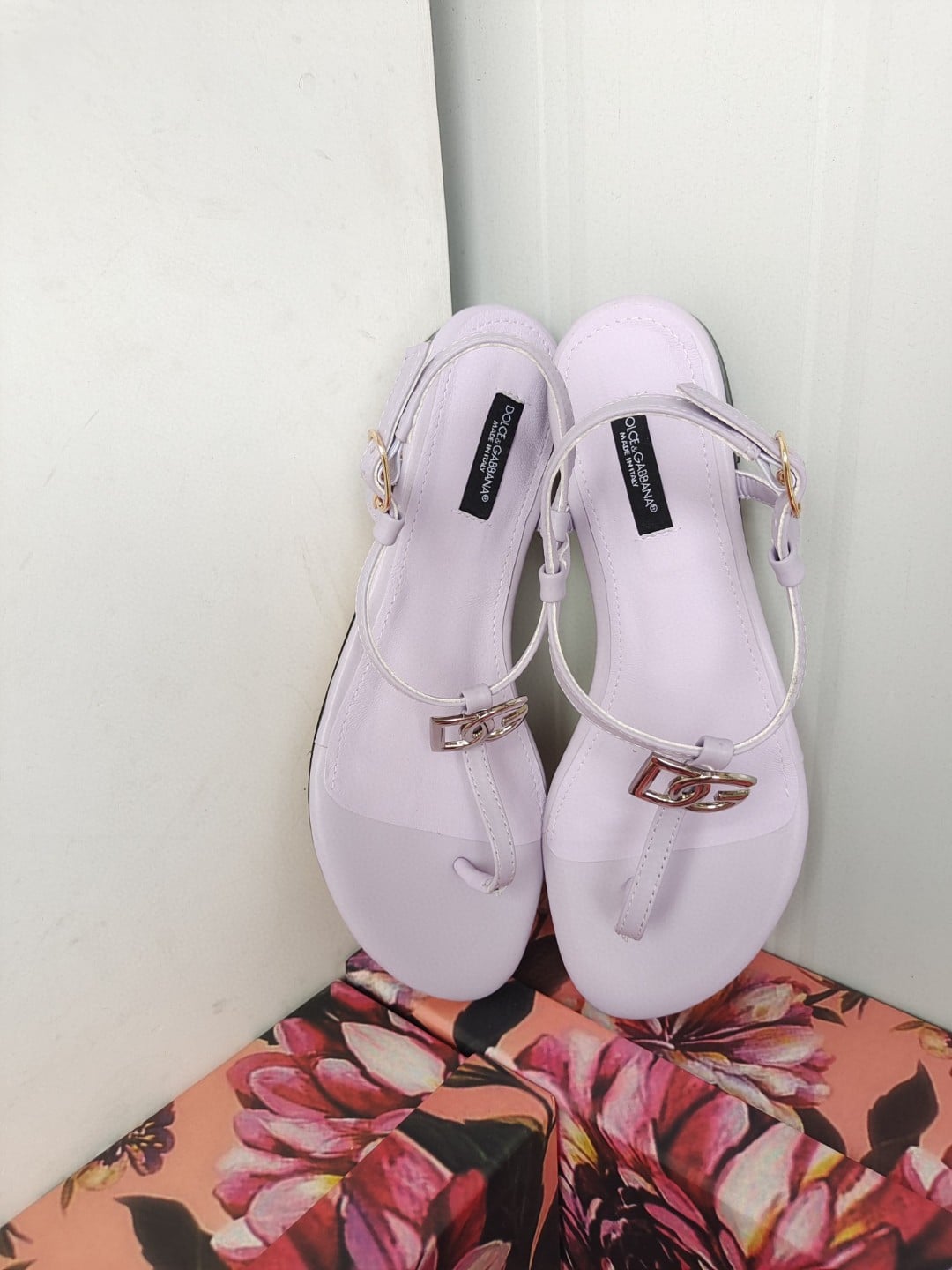(1:1 replica) Dolce Gabbana Nappa DG Sandals Purple For Women DG Shoes