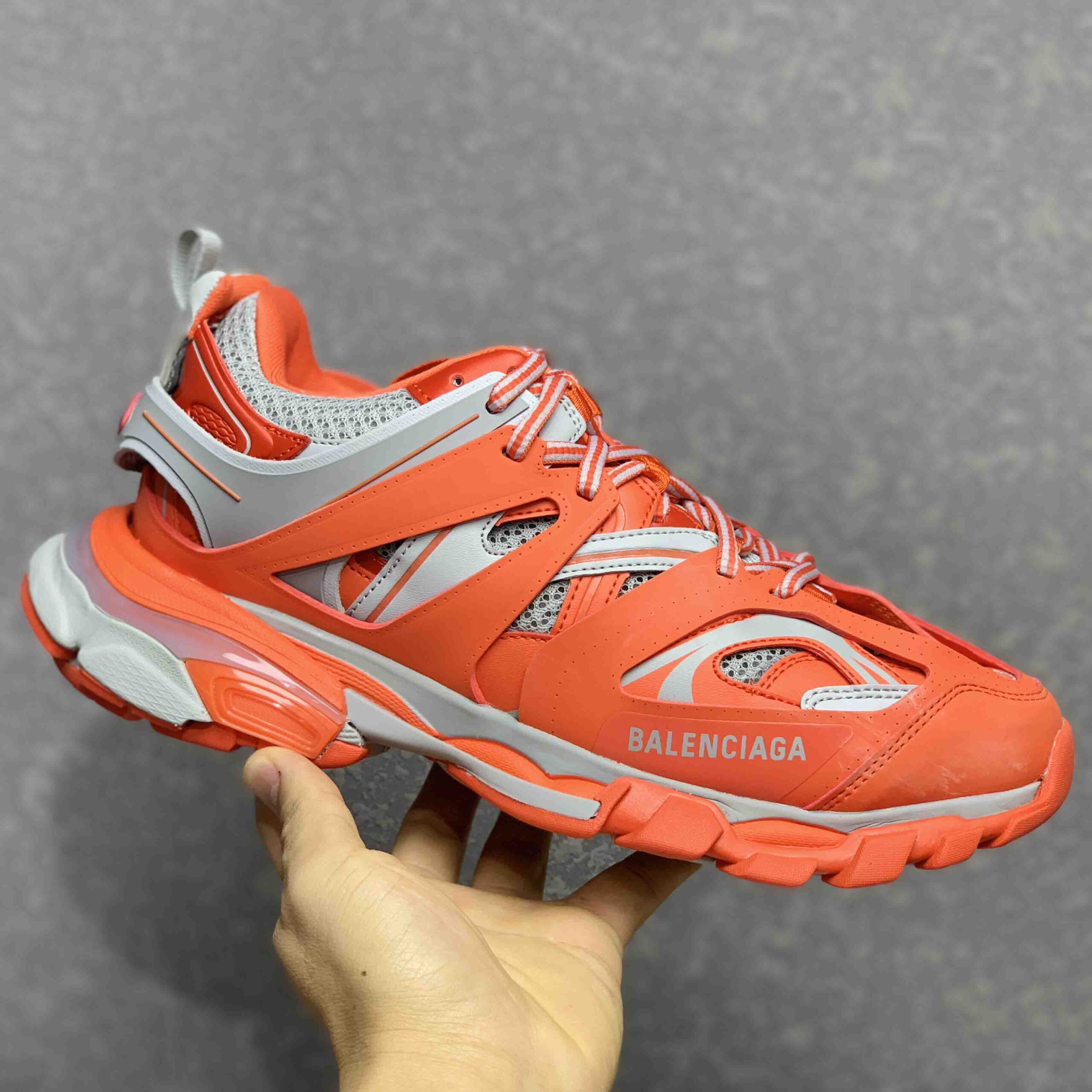 (1:1 replica) Balenciaga Orange Mesh and Nylon Track Trainers