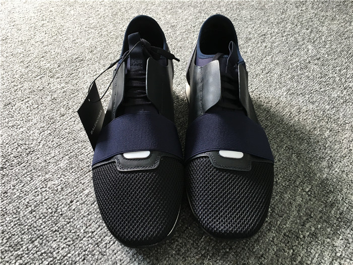 (1:1 replica) Dark Navy Blue Multi Material Race Runner Sneakers