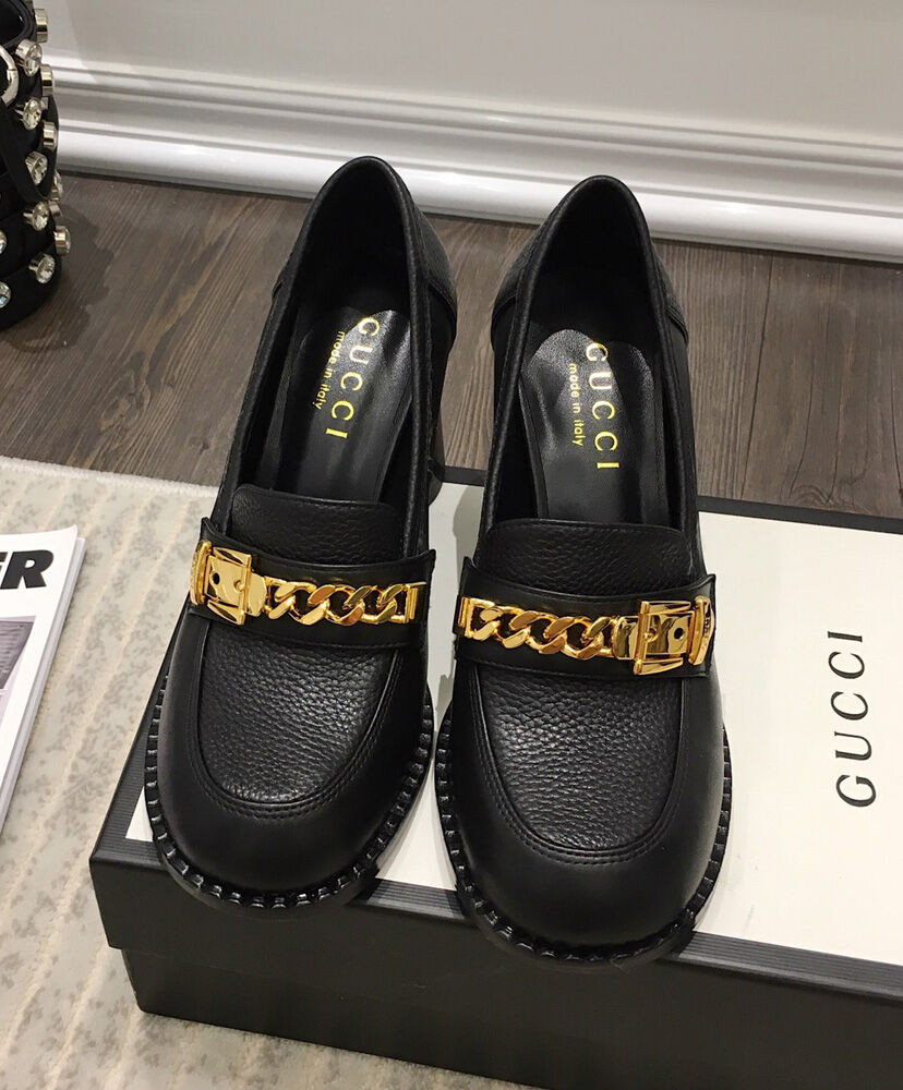 (1:1 replica) Gucci Women s Mid-heel Loafer With Chain 626767